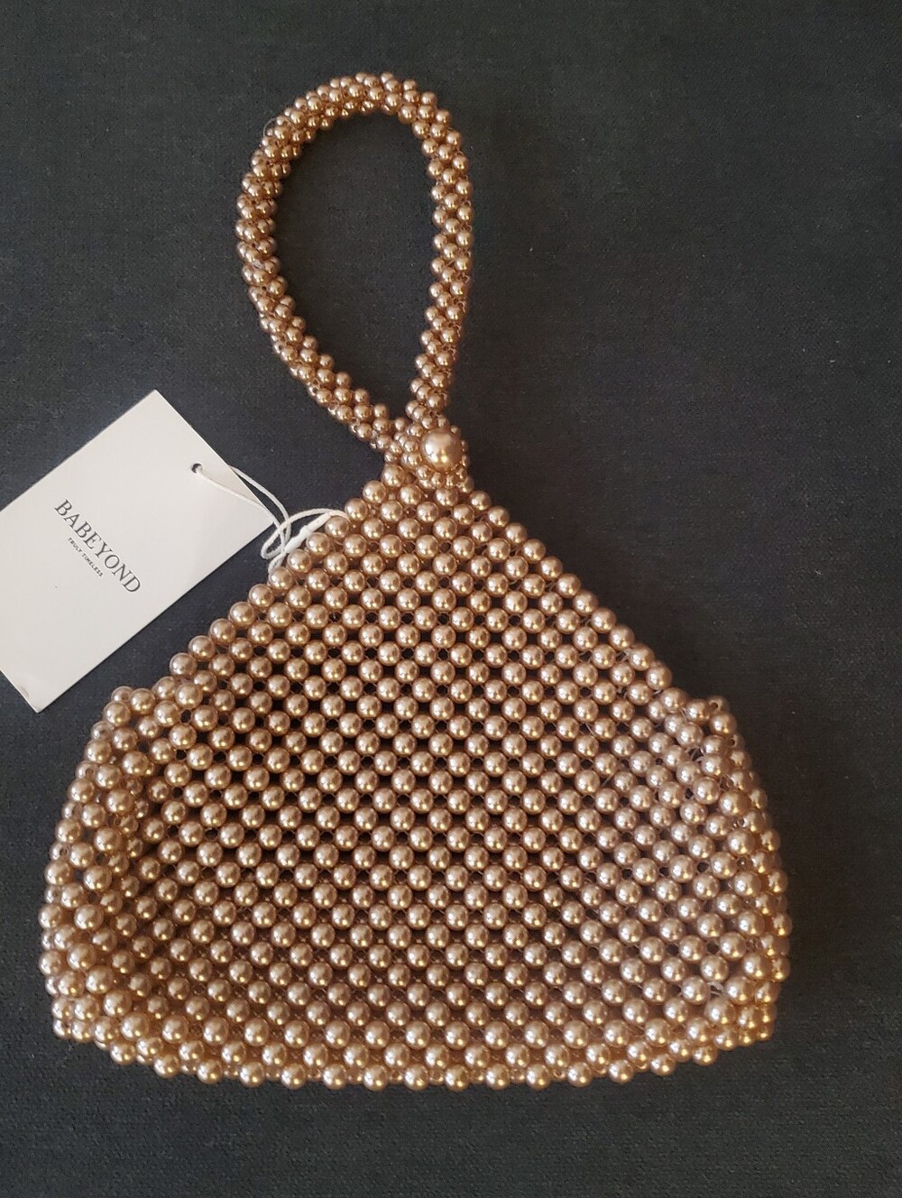 Gold Beaded Wristlet Bag
